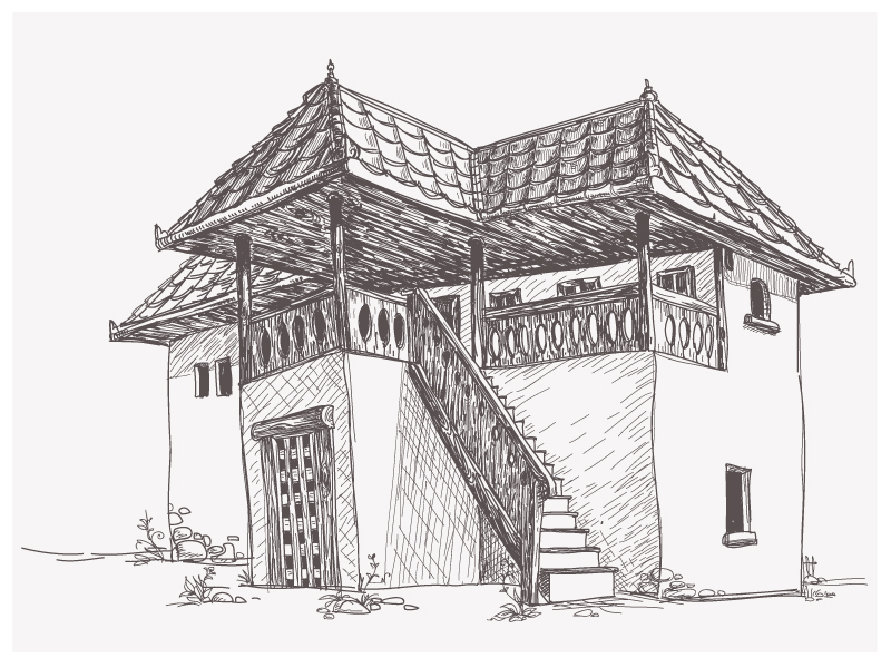 free vector House sketch vector 4